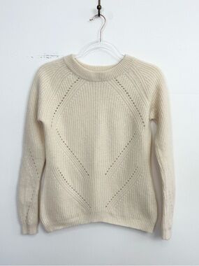 Claudia Nichole 100% Cashmere Sweater Womens M Cream Ivory Chunky Knit